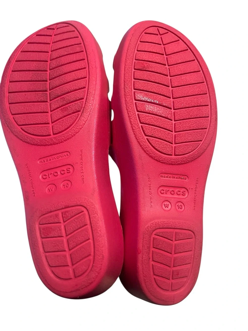 CROCS Rhonda Shimmery Hot Pink Multi-Strap Slide Sandals Sz 10